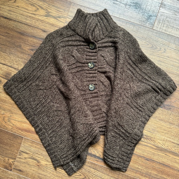 Decree Brown Knit Poncho Small - Picture 1 of 6